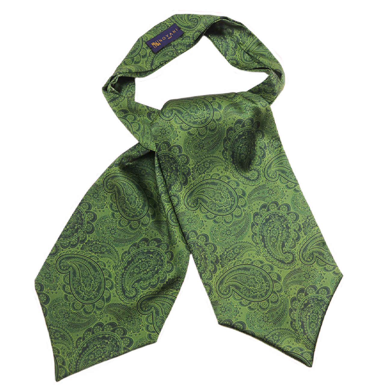 Classic Style Ascot Tie Suitable for Men with Floral Paisley Pattern in Green