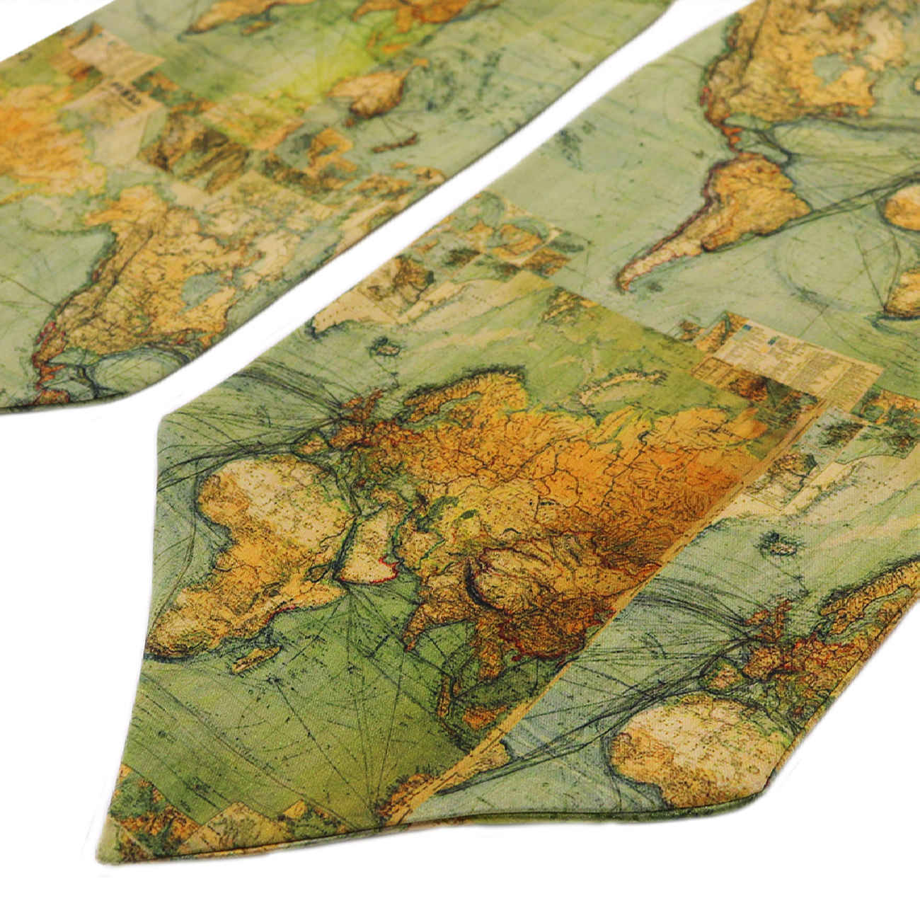 Cravate Ascot élégante – Idéale pour événements et cérémonies avec motif carte du monde en vert