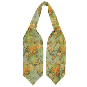 Cravate Ascot élégante – Idéale pour événements et cérémonies avec motif carte du monde en vert