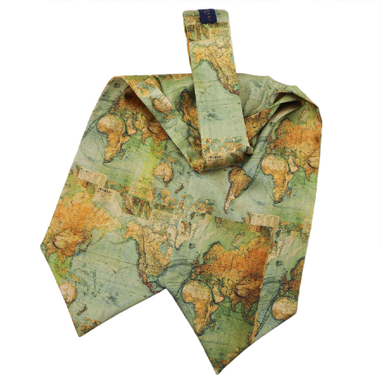 Cravate Ascot élégante – Idéale pour événements et cérémonies avec motif carte du monde en vert