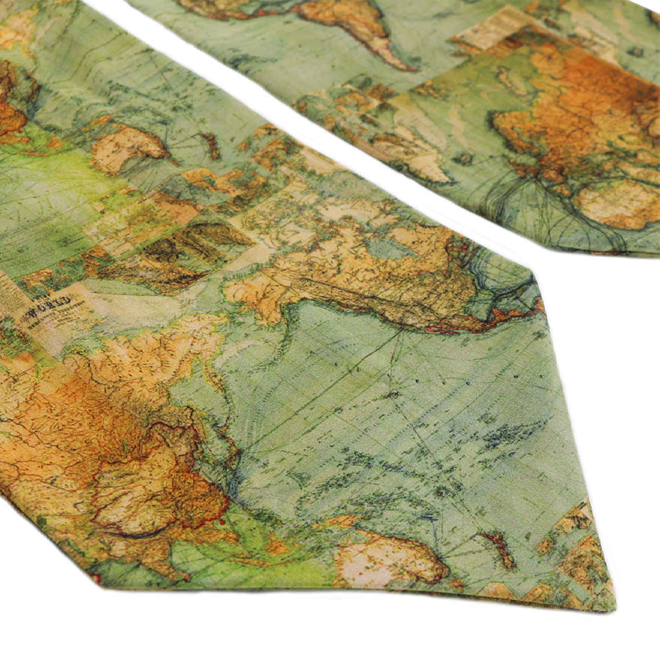 Cravate Ascot élégante – Idéale pour événements et cérémonies avec motif carte du monde en vert