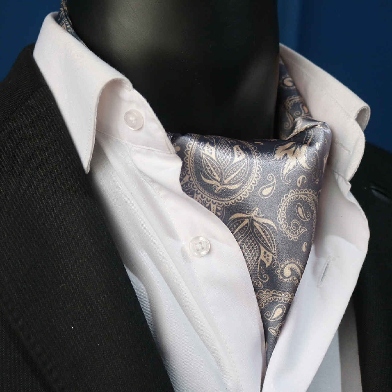 Cravate Ascot pour homme – Idéale pour les mariages avec motif cachemire violet