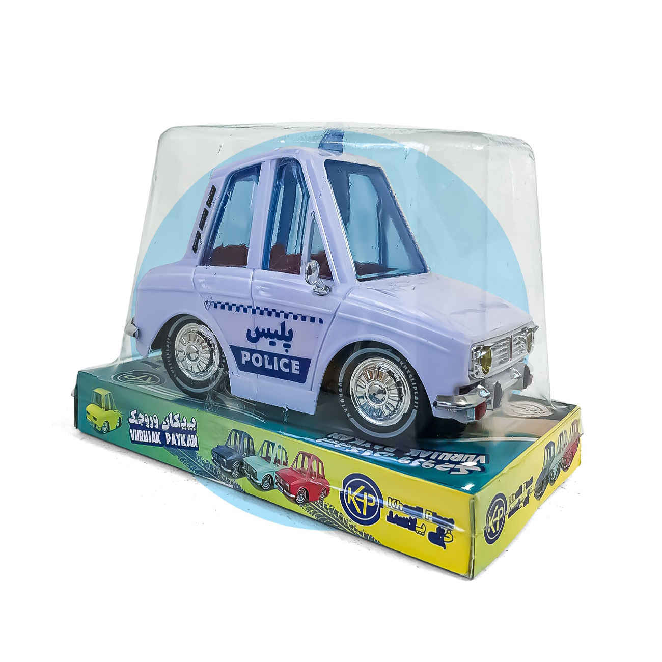 Modèle de voiture de police Paykan Vorojeck nostalgie – Parfait pour les collections, en blanc