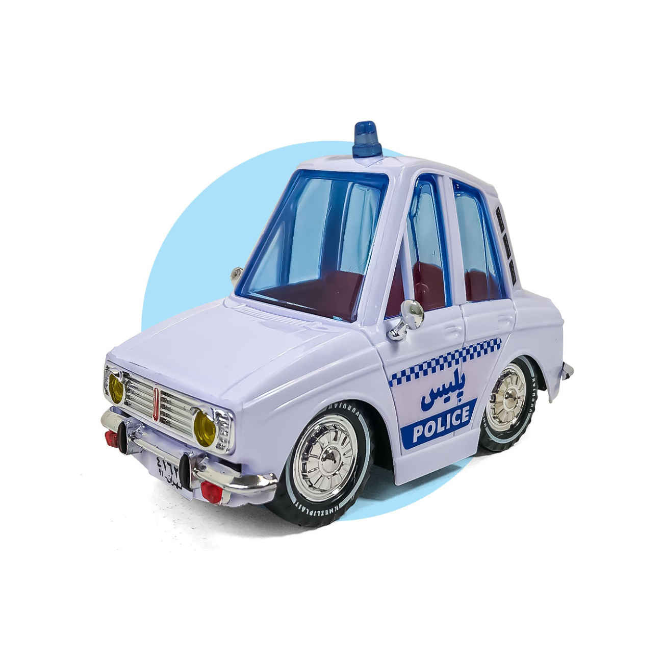Modèle de voiture de police Paykan Vorojeck nostalgie – Parfait pour les collections, en blanc