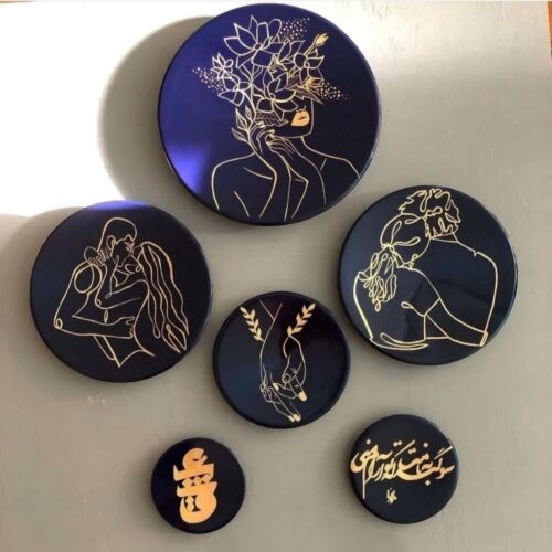 Assiettes murales en céramique avec motifs d'amoureux, de poésie et d'étreinte — Lot de 6