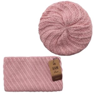Ensemble écharpe circulaire et béret tricoté style français – Parfait pour la chaleur hivernale