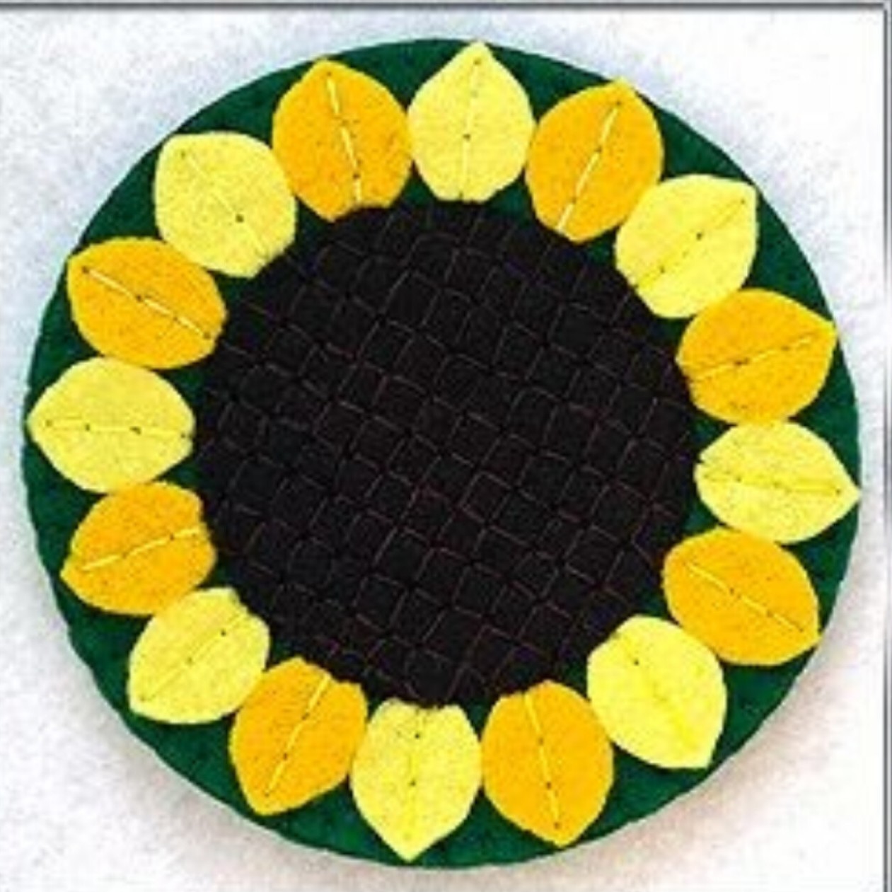 Dessous de verre rond en feutre motif tournesol – Parfait pour les tables d'été et d'automne (x6)