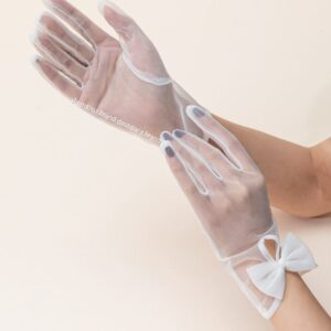 Gants de mariage courts avec nœud délicat – Parfaits pour un look de mariée minimaliste