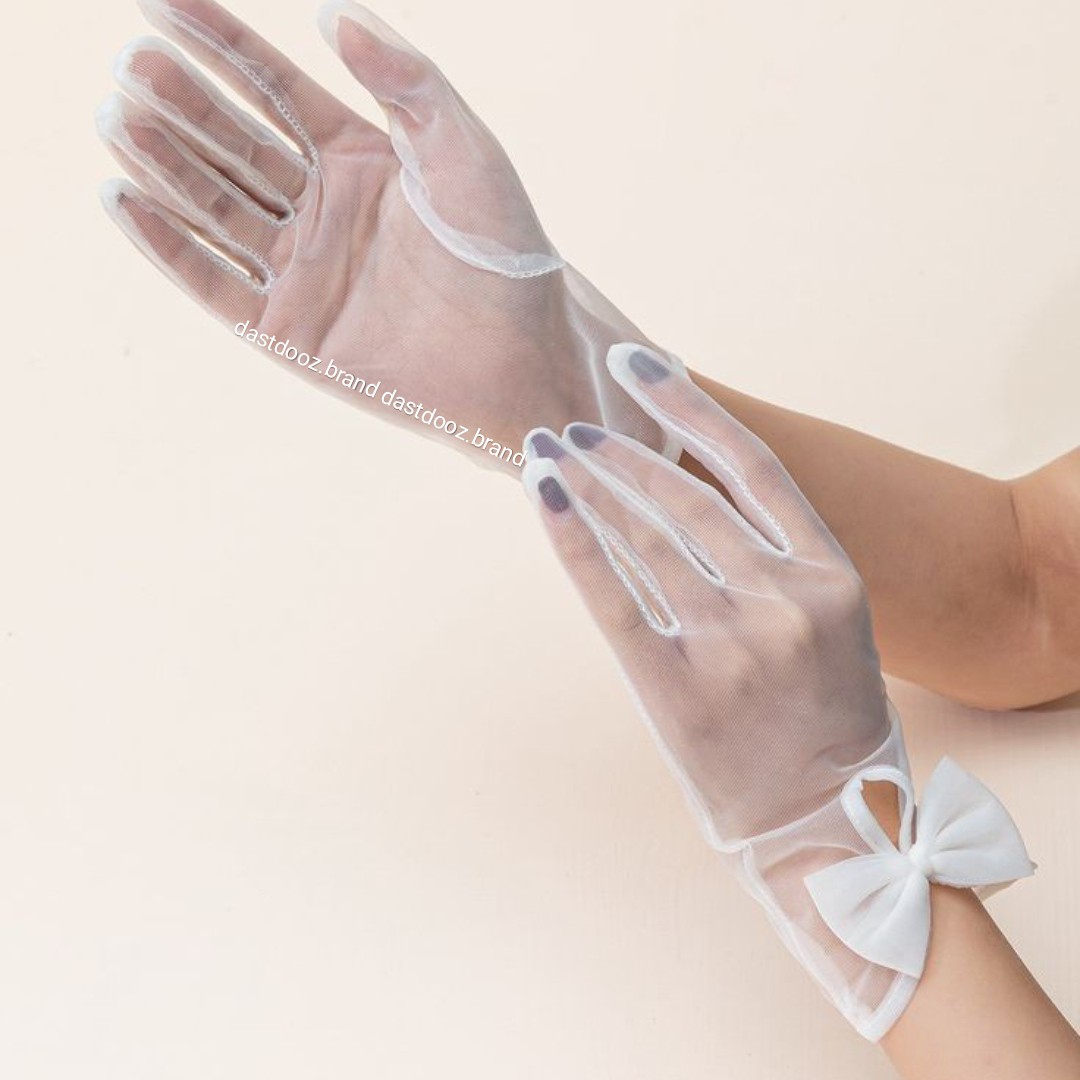 Gants de mariage courts avec nœud délicat – Parfaits pour un look de mariée minimaliste