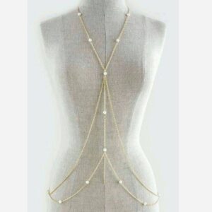 Bijou chaîne corporelle en acier avec design en perles – Idéal pour les looks de plage ou de festival