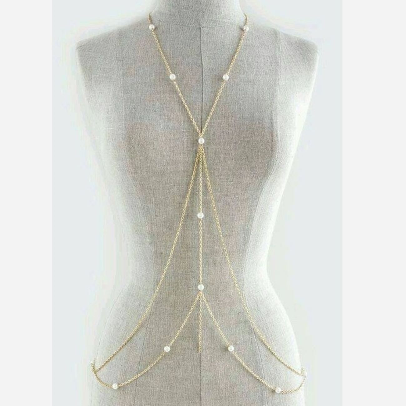 Bijou chaîne corporelle en acier avec design en perles – Idéal pour les looks de plage ou de festival