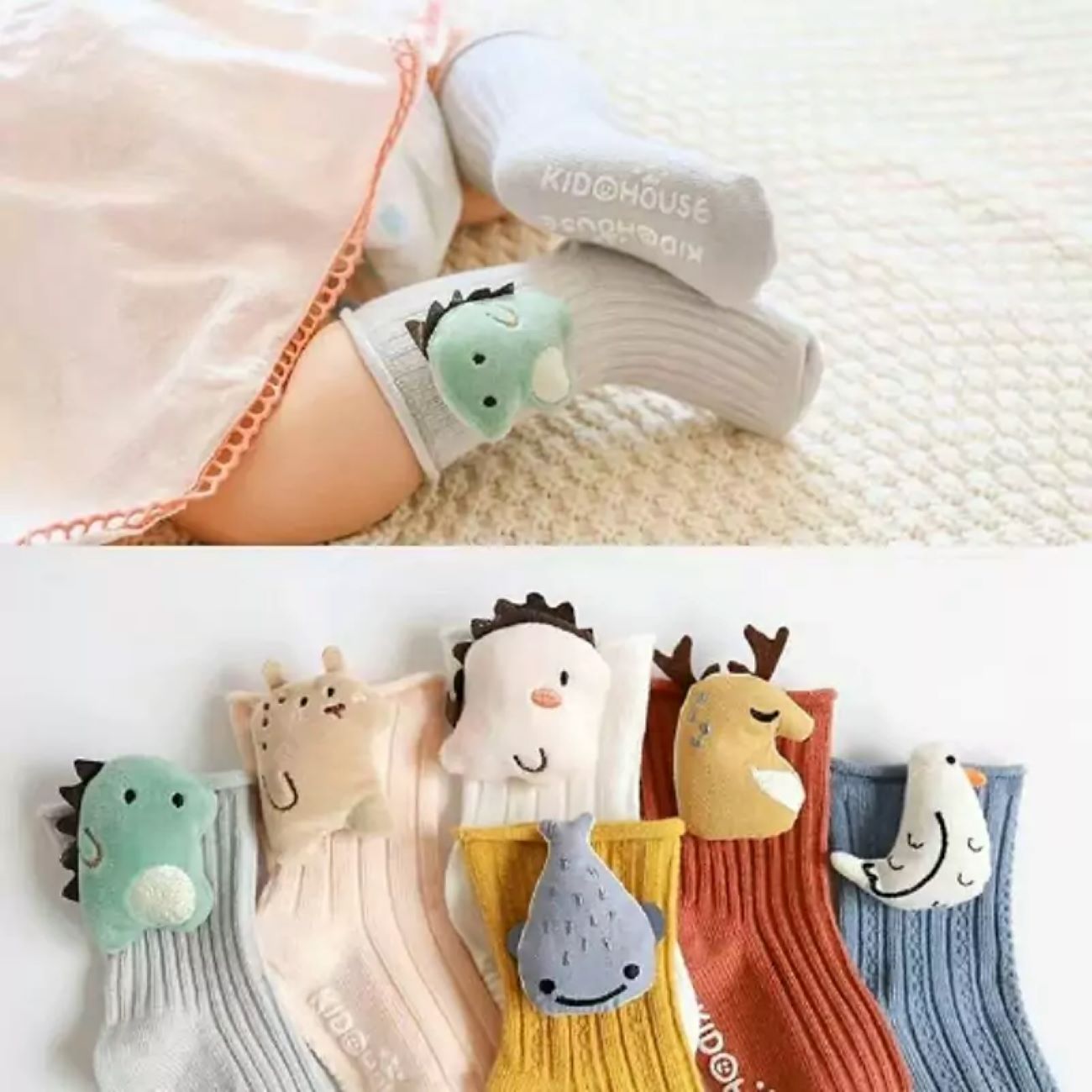 Chaussettes mi-hautes à motif animal - Convient aux filles jusqu'à 3 ans