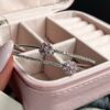 Bracelet Manchette Double-Ligne pour Femme, Orné de Pierres Complètes avec Motif Floral