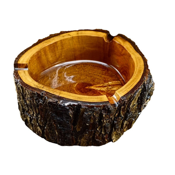 Cendrier en Bûche de Bois et Résine – Parfait pour une Décoration Rustique Moderne