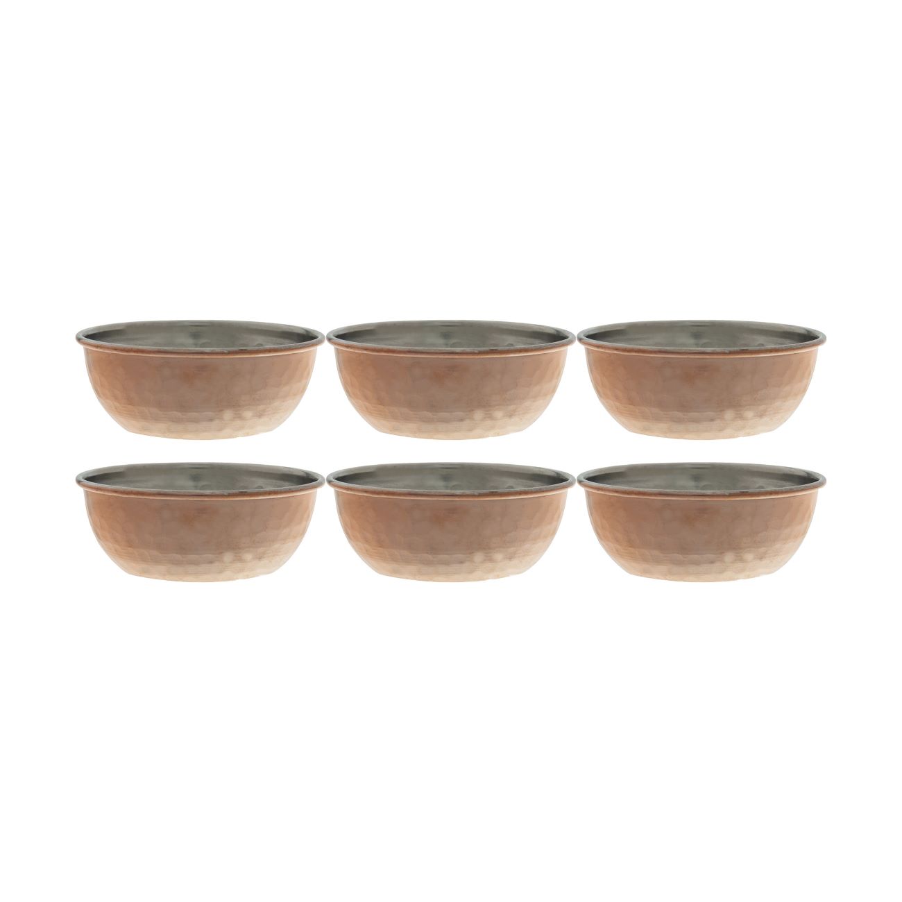 Ensemble de bols en cuivre faits main de Zanjan – Idéals pour servir des desserts et des noix, pack de 6