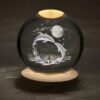 Lampe de Table Globe Cristal 3D, Modèle Romantique Dauphin et Lune