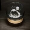Lampe de Table Globe Cristal 3D, Modèle Romantique Dauphin et Lune