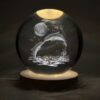 Lampe de Table Globe Cristal 3D, Modèle Romantique Dauphin et Lune