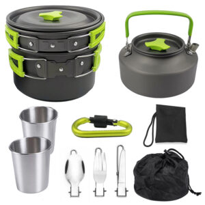 Ensemble de cuisson pour camping sur feu ouvert – Léger et durable