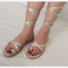 Sandale gladiateur confortable à lacets – Design tendance et durable en argenté