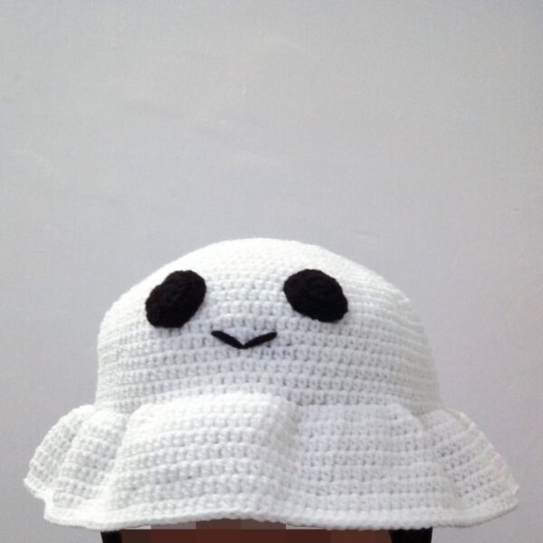 Chapeau Bob en Crochet Fait Main avec Design Fantôme Souriant Mignon