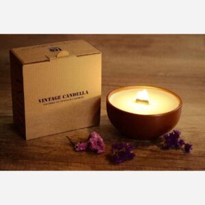 Bougie en Bois Inspirée par le Rêve – Mèche Naturelle et Bol en Bois