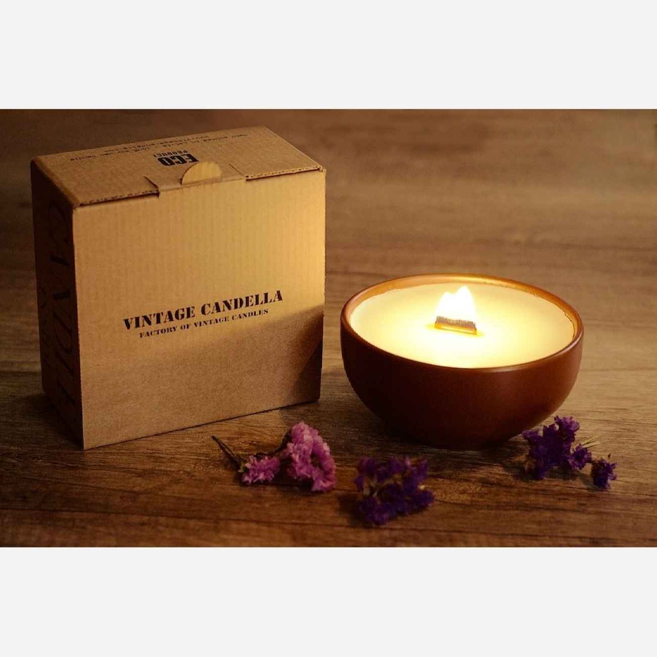 Bougie en Bois Inspirée par le Rêve – Mèche Naturelle et Bol en Bois