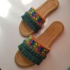 Chausson d’Intérieur Macramé Brodé pour Femmes – Doux et Fait Main avec Motif Feuille