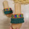 Chausson d’Intérieur Macramé Brodé pour Femmes – Doux et Fait Main avec Motif Feuille