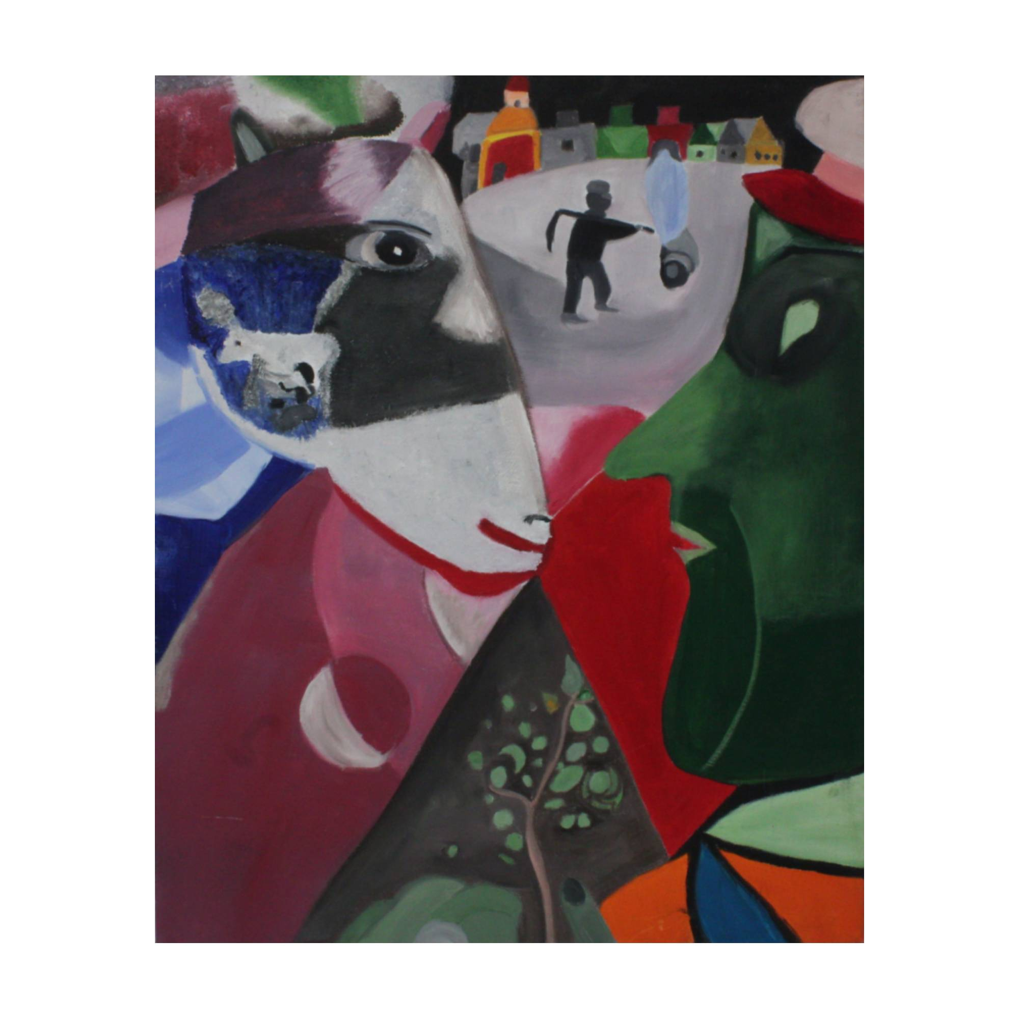 Peinture à l’huile cubiste expressive – Parfaite pour une esthétique maison unique