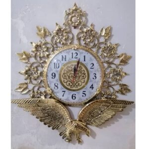 Horloge murale en laiton exquise avec motif aigle & fleurs
