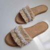 Chausson Macramé Fait Main – Style Bohème, Adapté pour l’Intérieur avec Décor Perles