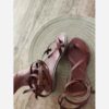 Sandale gladiateur mi-mollet faite main – Cuir véritable marron