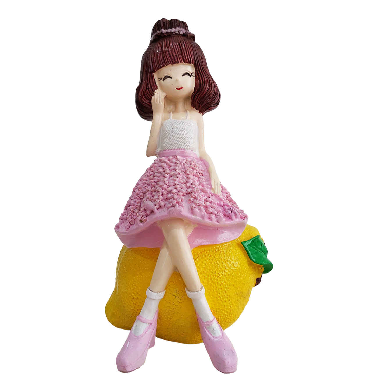 Figurine Peinte à la Main Leilpar – Fille au Motif Citron, Idéale pour Décoration & Cadeau