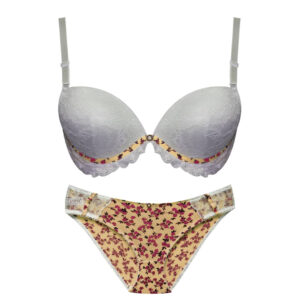 Ensemble lingerie push-up en dentelle douce – Soutien-gorge rembourré EF22 et string assorti