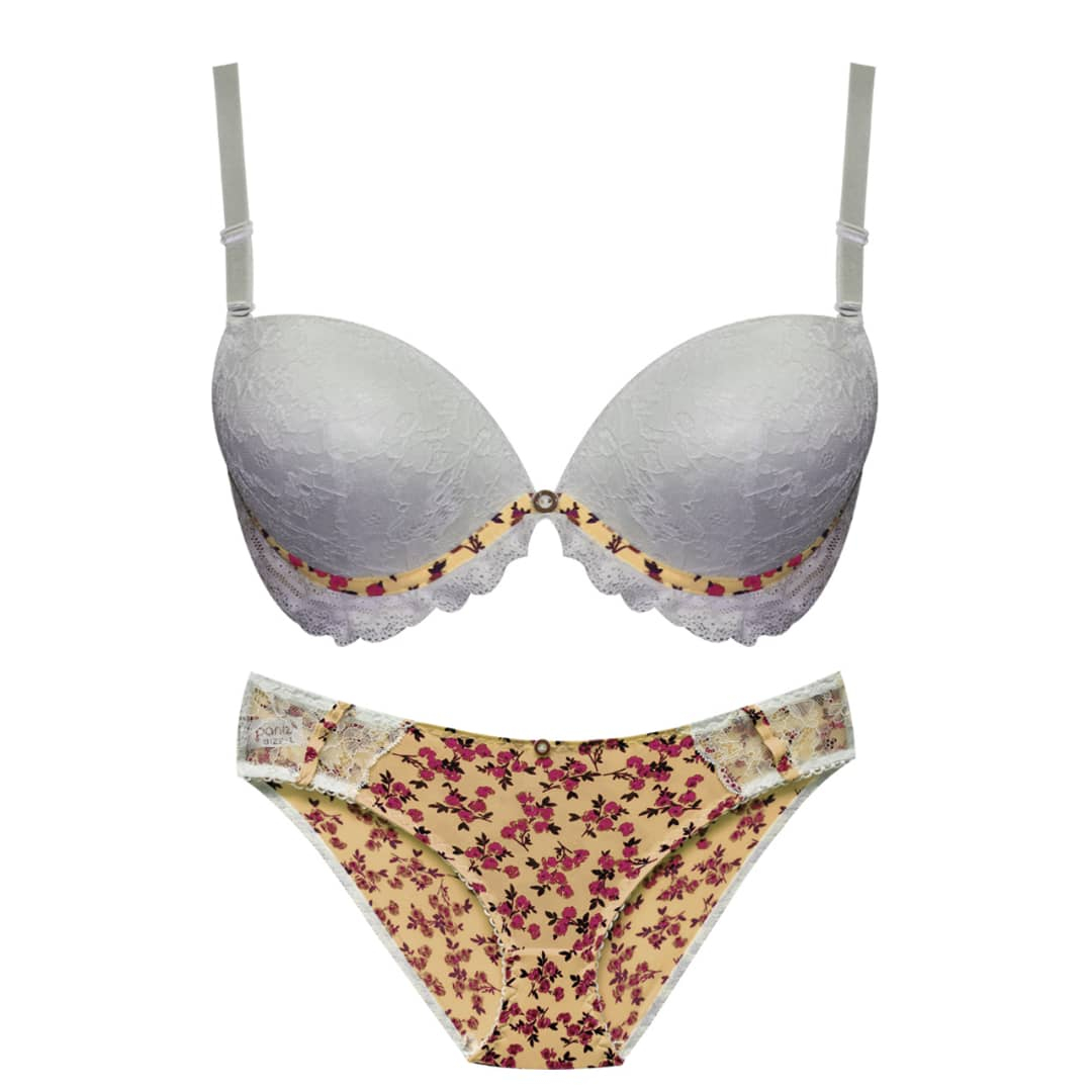 Ensemble lingerie push-up en dentelle douce – Soutien-gorge rembourré EF22 et string assorti