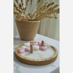 Bougie en Pot Bois Stylée – Parfaite pour Cadeau et Décoration avec Motif Cœur