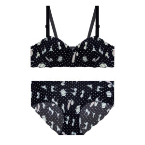Ensemble soutien-gorge balconnet rembourré et string pour femmes – Demi push-up, coupe laser, bonnet B