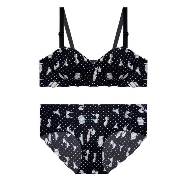 Ensemble soutien-gorge balconnet rembourré et string pour femmes – Demi push-up, coupe laser, bonnet B