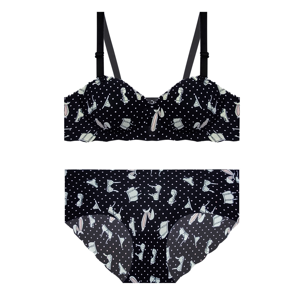 Ensemble soutien-gorge balconnet rembourré et string pour femmes – Demi push-up, coupe laser, bonnet B